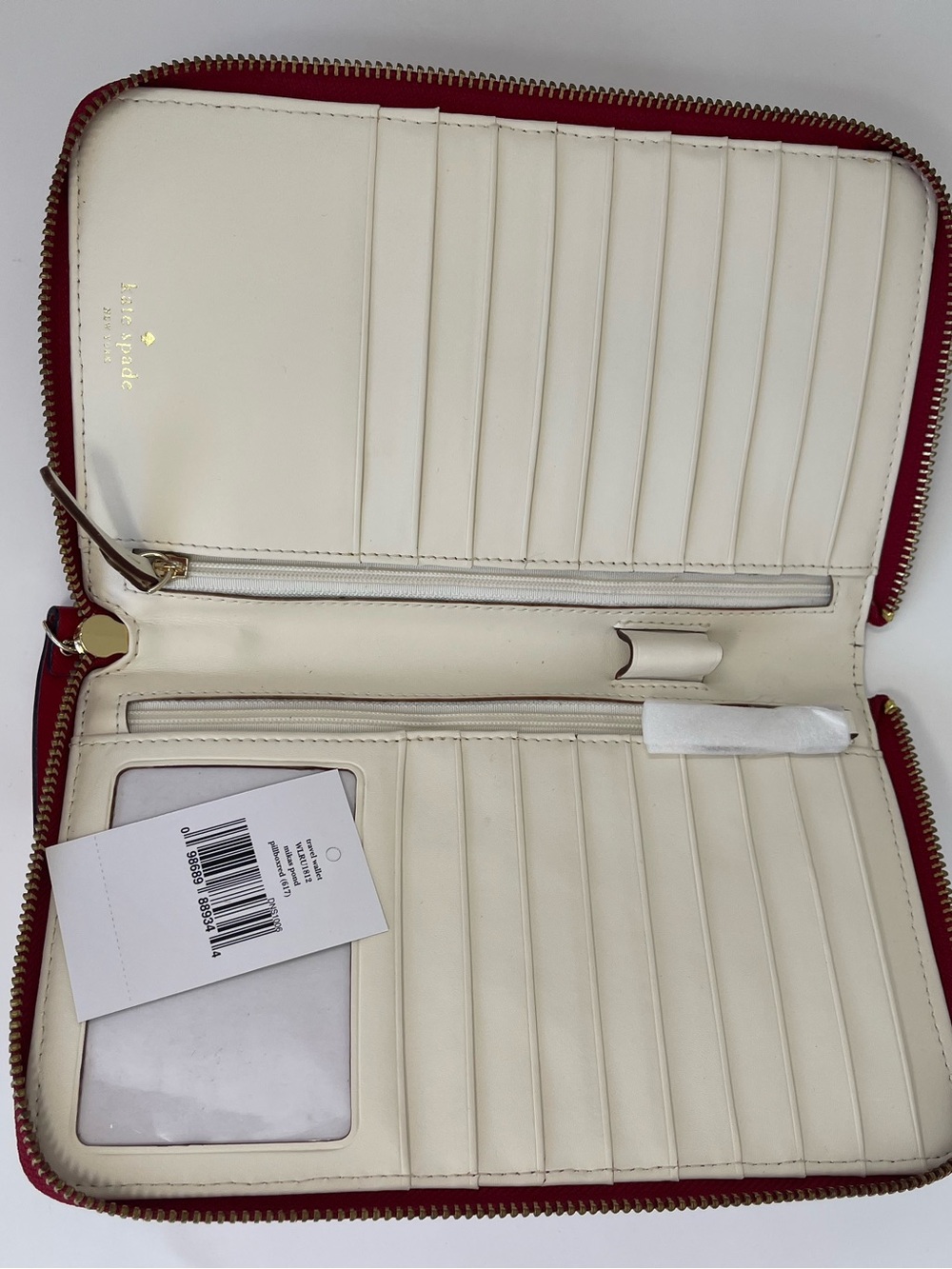 kate spade Red Saffiano Zip Wallet with Gold Logo - Picture 3 of 4